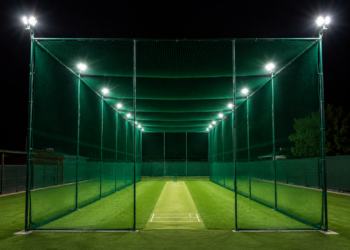 Floodlit practice nets